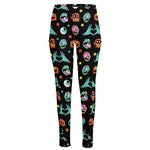 Halloween Zombie Pattern Print High-Waisted Pocket Leggings