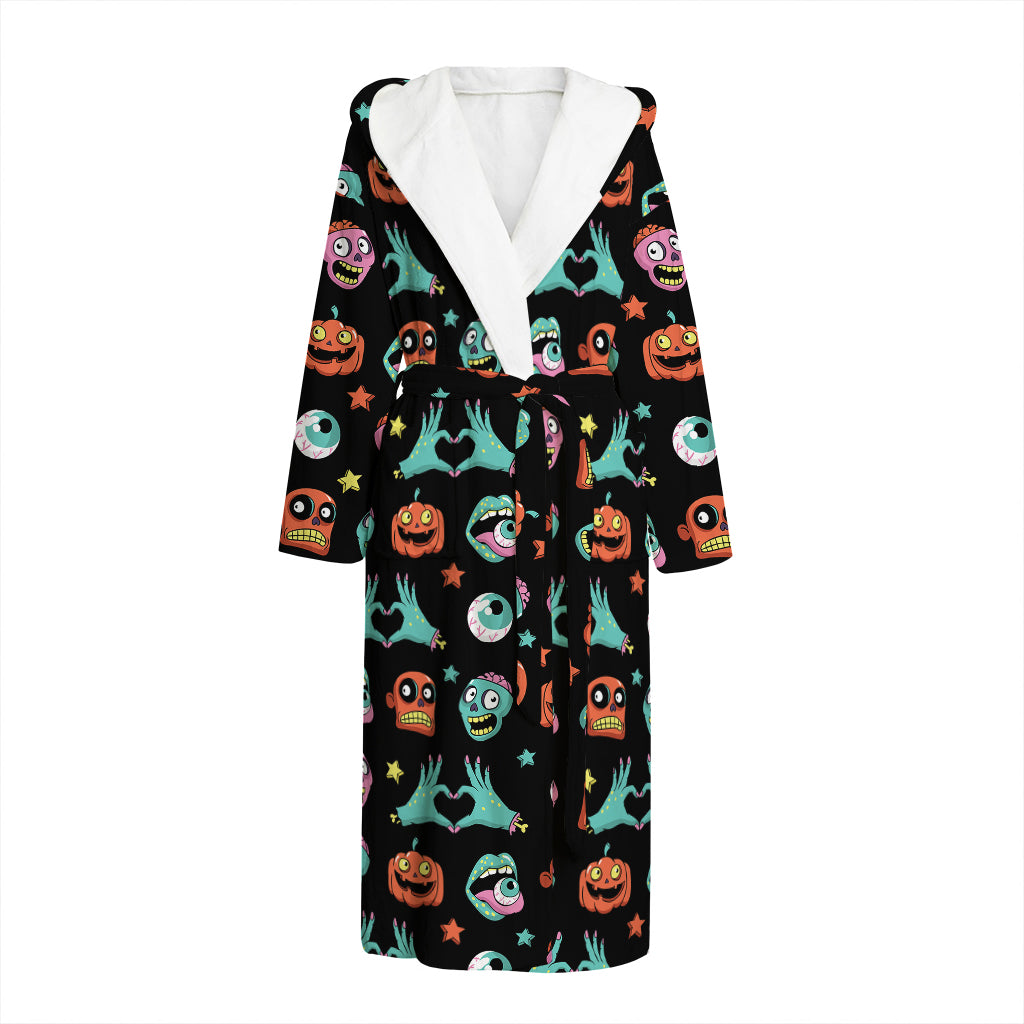 Halloween Zombie Pattern Print Hooded Bathrobe