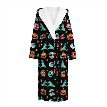 Halloween Zombie Pattern Print Hooded Bathrobe
