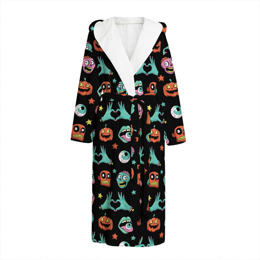 Halloween Zombie Pattern Print Hooded Bathrobe