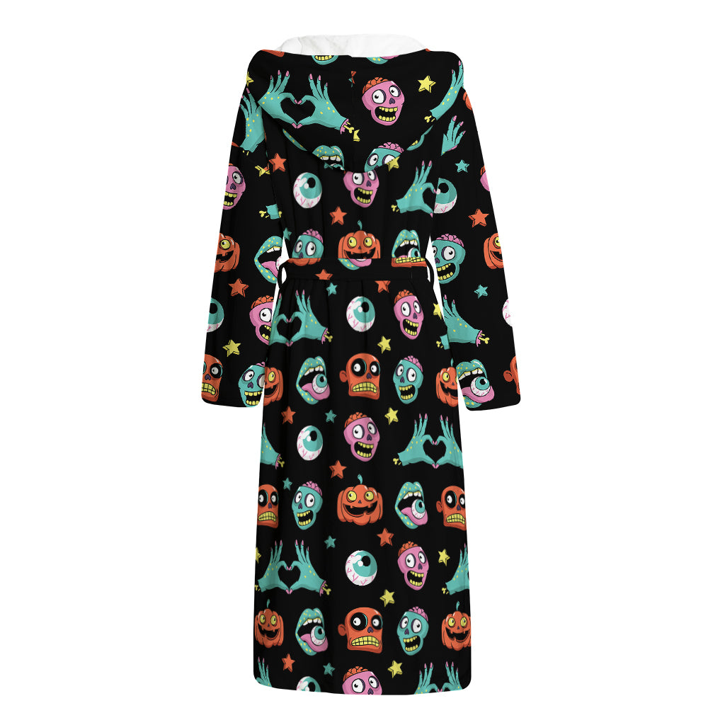 Halloween Zombie Pattern Print Hooded Bathrobe