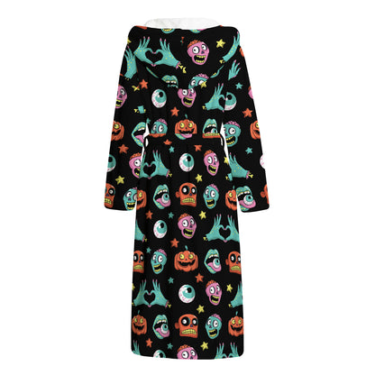 Halloween Zombie Pattern Print Hooded Bathrobe