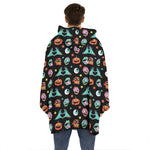 Halloween Zombie Pattern Print Hoodie Blanket