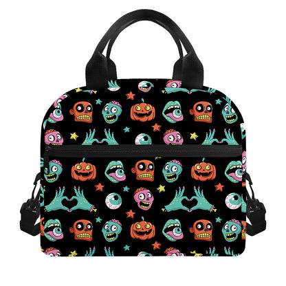 Halloween Zombie Pattern Print Insulated Lunch Bag