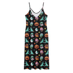 Halloween Zombie Pattern Print Jersey Midi Cami Dress