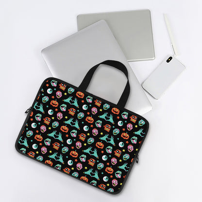 Halloween Zombie Pattern Print Laptop Sleeve With Handle