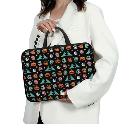 Halloween Zombie Pattern Print Laptop Sleeve With Handle