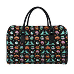 Halloween Zombie Pattern Print Leather Duffle Bag
