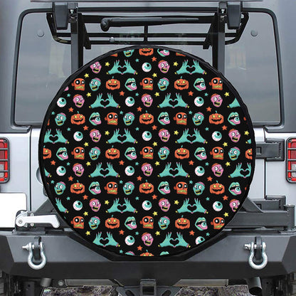 Halloween Zombie Pattern Print Leather Spare Tire Cover