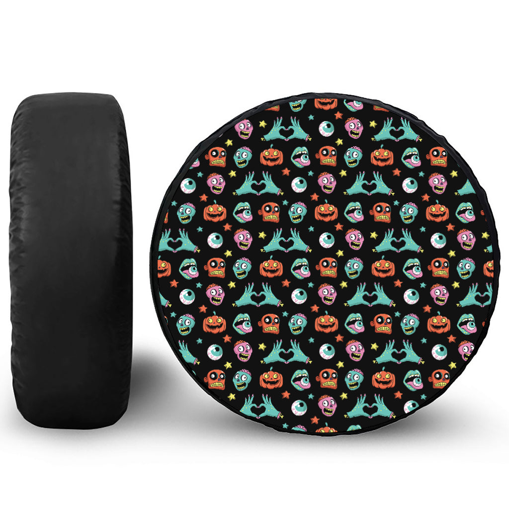 Halloween Zombie Pattern Print Leather Spare Tire Cover