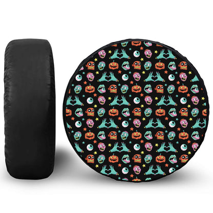 Halloween Zombie Pattern Print Leather Spare Tire Cover