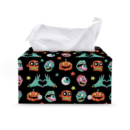 Halloween Zombie Pattern Print Leather Tissue Box Cover