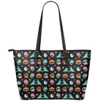 Halloween Zombie Pattern Print Leather Tote Bag