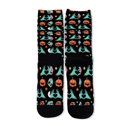Halloween Zombie Pattern Print Long Socks