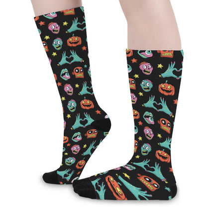 Halloween Zombie Pattern Print Long Socks