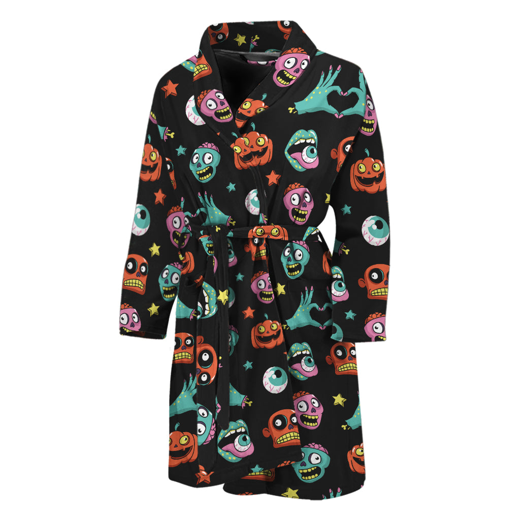 Halloween Zombie Pattern Print Men's Bathrobe