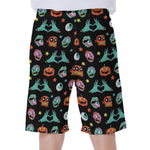 Halloween Zombie Pattern Print Men's Beach Shorts