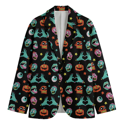 Halloween Zombie Pattern Print Men's Cotton Blazer
