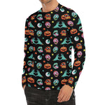Halloween Zombie Pattern Print Men's Long Sleeve Rash Guard