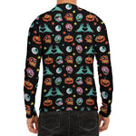 Halloween Zombie Pattern Print Men's Long Sleeve Rash Guard