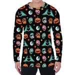 Halloween Zombie Pattern Print Men's Long Sleeve T-Shirt