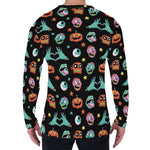 Halloween Zombie Pattern Print Men's Long Sleeve T-Shirt
