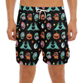 Halloween Zombie Pattern Print Men's Split Running Shorts