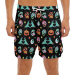 Halloween Zombie Pattern Print Men's Split Running Shorts