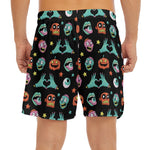 Halloween Zombie Pattern Print Men's Split Running Shorts