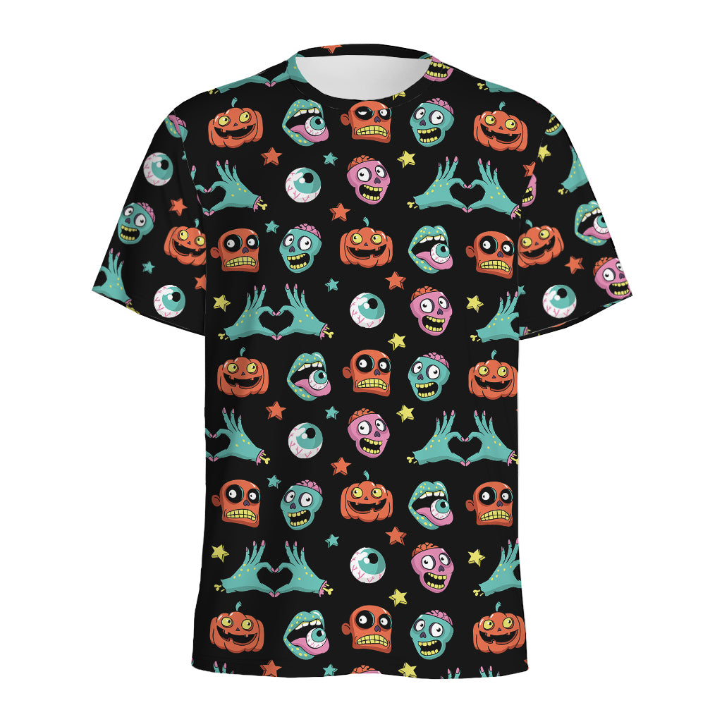 Halloween Zombie Pattern Print Men's Sports T-Shirt