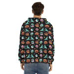 Halloween Zombie Pattern Print Men's Velvet Pullover Hoodie