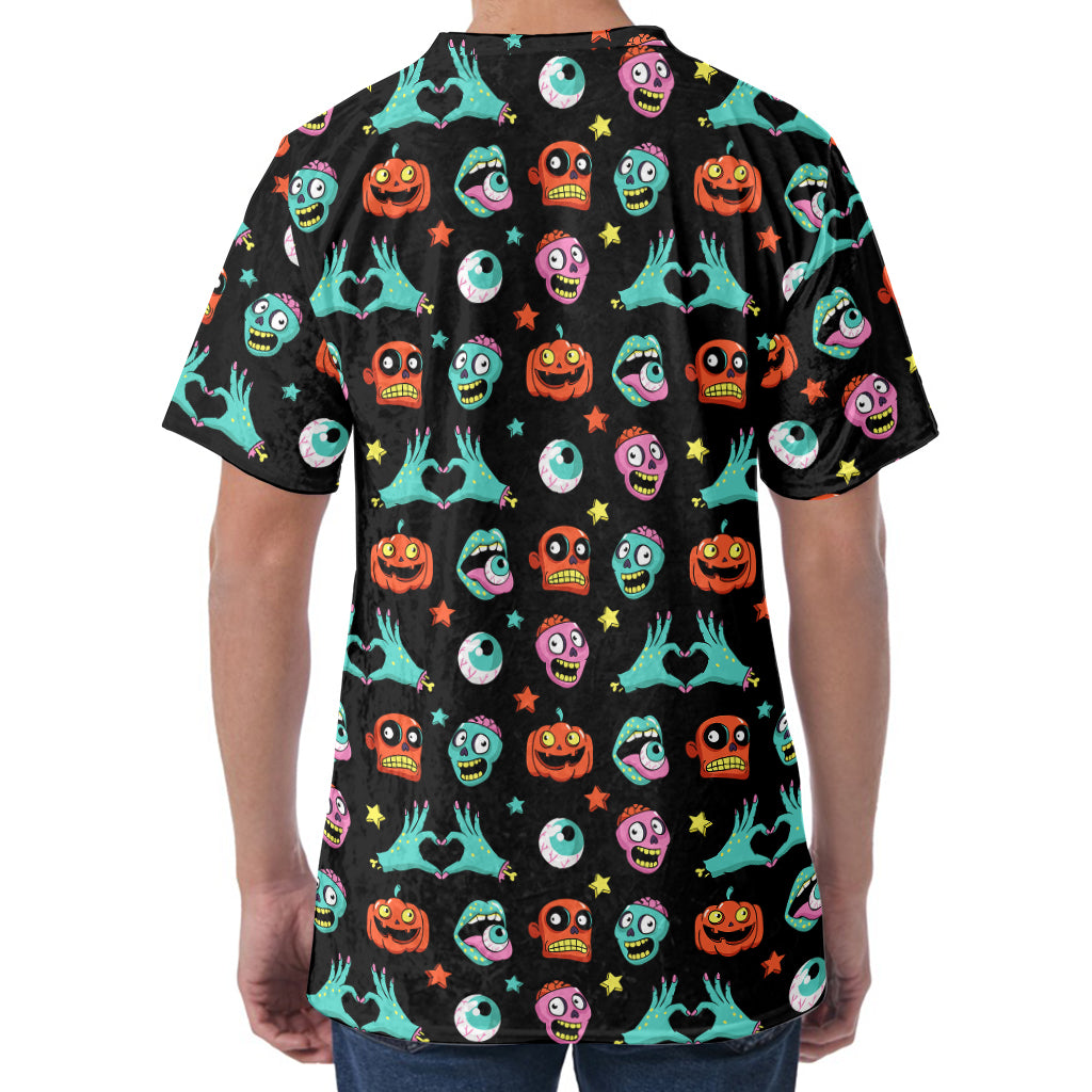 Halloween Zombie Pattern Print Men's Velvet T-Shirt