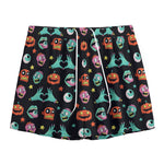 Halloween Zombie Pattern Print Mesh Shorts