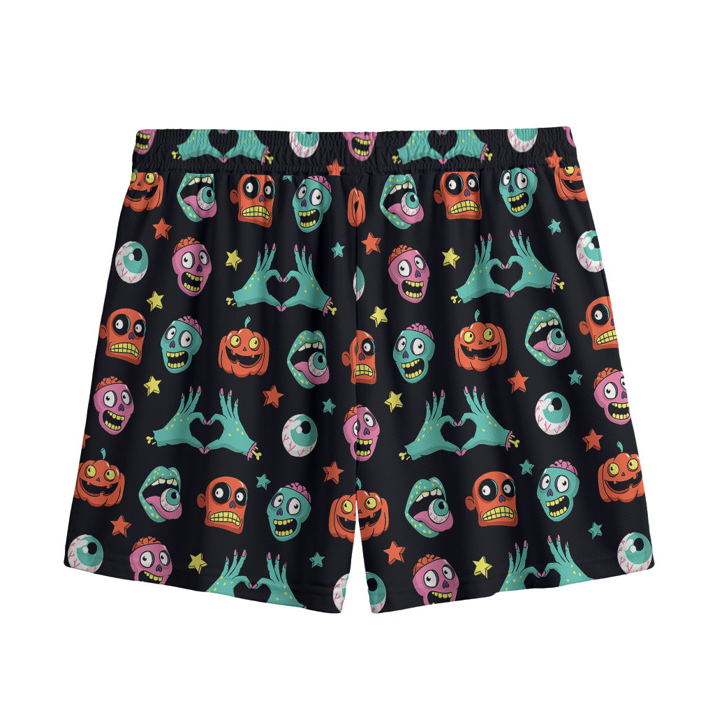 Halloween Zombie Pattern Print Mesh Shorts