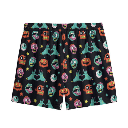 Halloween Zombie Pattern Print Mesh Shorts