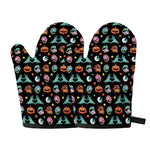 Halloween Zombie Pattern Print Oven Mitts