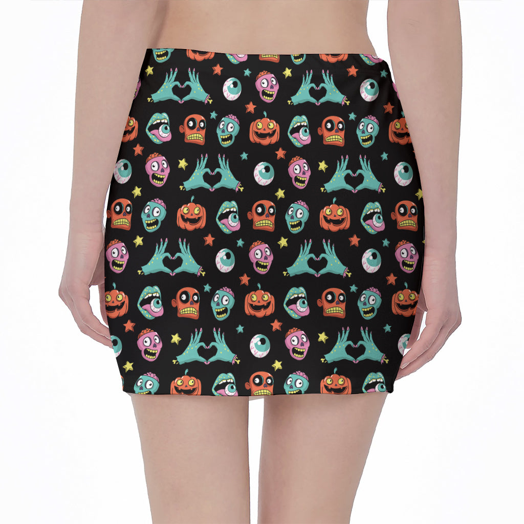 Halloween Zombie Pattern Print Pencil Mini Skirt