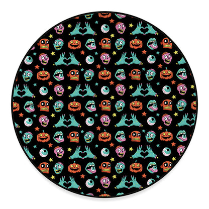Halloween Zombie Pattern Print Round Floor Mat