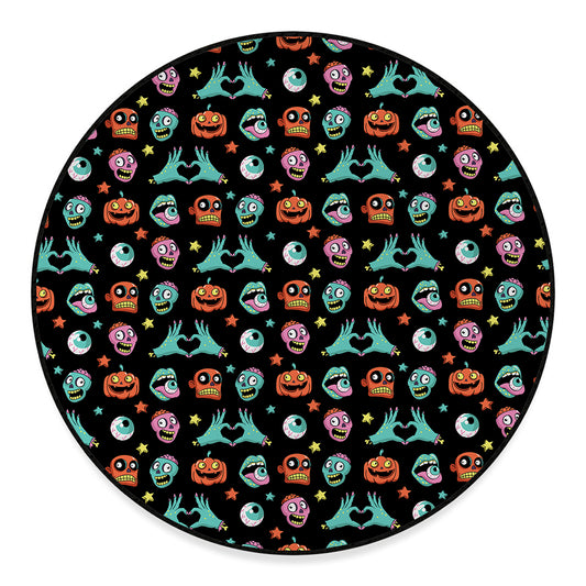 Halloween Zombie Pattern Print Round Floor Mat