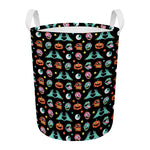 Halloween Zombie Pattern Print Round Laundry Basket