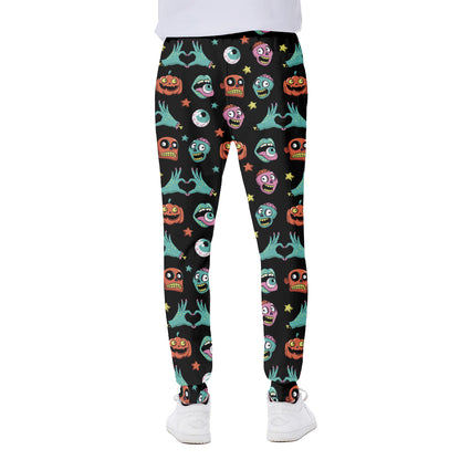 Halloween Zombie Pattern Print Scuba Joggers