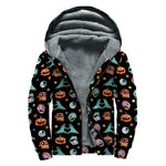 Halloween Zombie Pattern Print Sherpa Lined Zip Up Hoodie