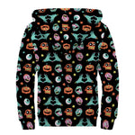 Halloween Zombie Pattern Print Sherpa Lined Zip Up Hoodie