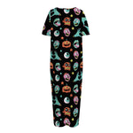 Halloween Zombie Pattern Print Short Sleeve Long Nightdress