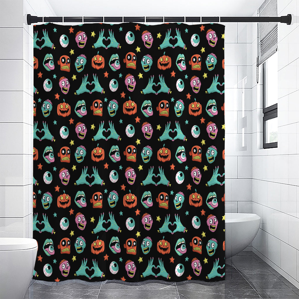 Halloween Zombie Pattern Print Shower Curtain