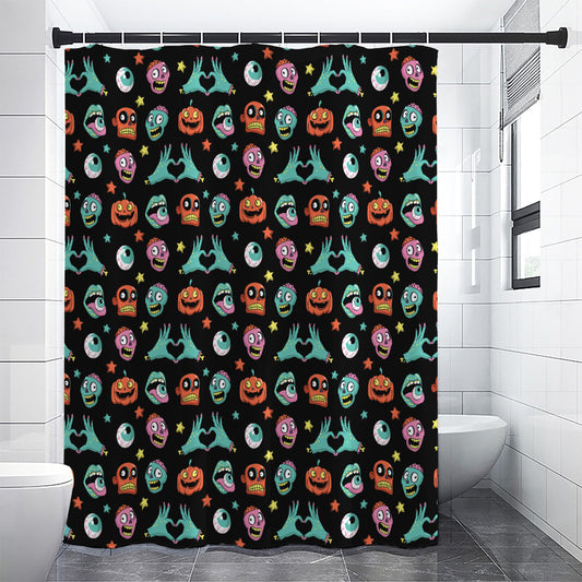 Halloween Zombie Pattern Print Shower Curtain