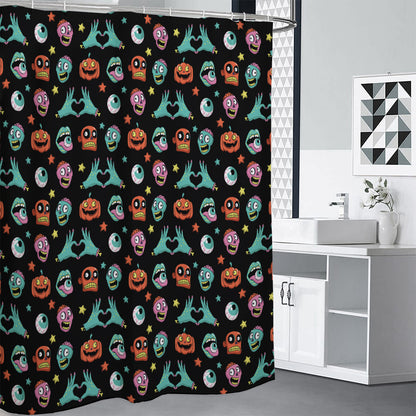 Halloween Zombie Pattern Print Shower Curtain