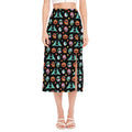 Halloween Zombie Pattern Print Side Slit Midi Skirt