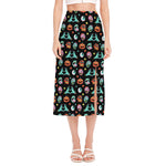 Halloween Zombie Pattern Print Side Slit Midi Skirt