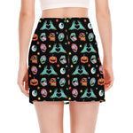 Halloween Zombie Pattern Print Side Slit Mini Skirt